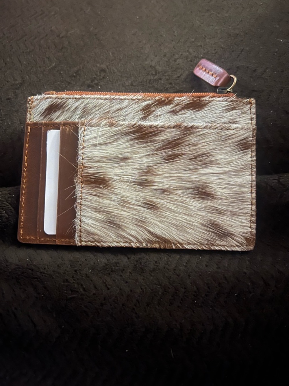 Myra Bag Brown and Cream Cowhide Card Wallet